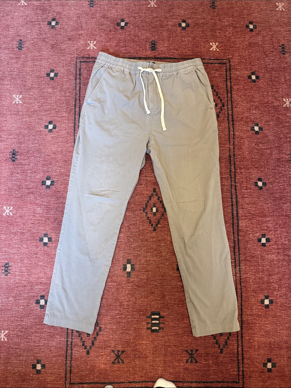 Men's JCREW Casual Drawstring Chino Pants in Light Gray